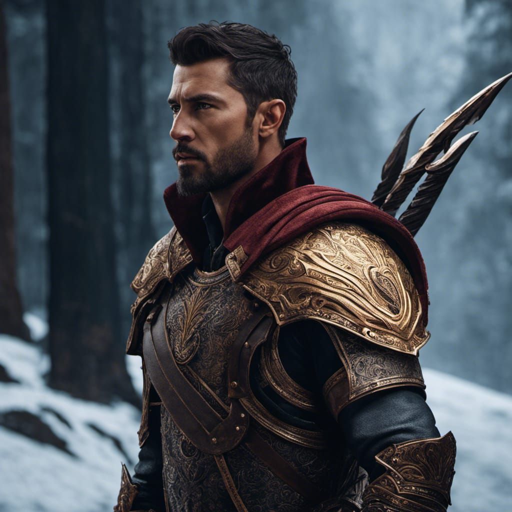 Intricate Blood Knight with Glowing Sword in Dark Fantasy