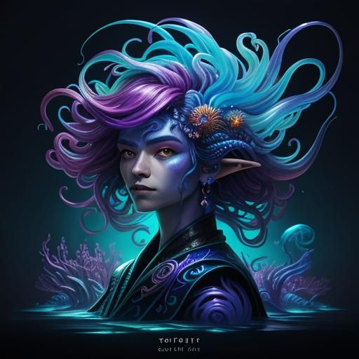 Iridescent Squid Creature in Miyazaki-Inspired Fantasy Art