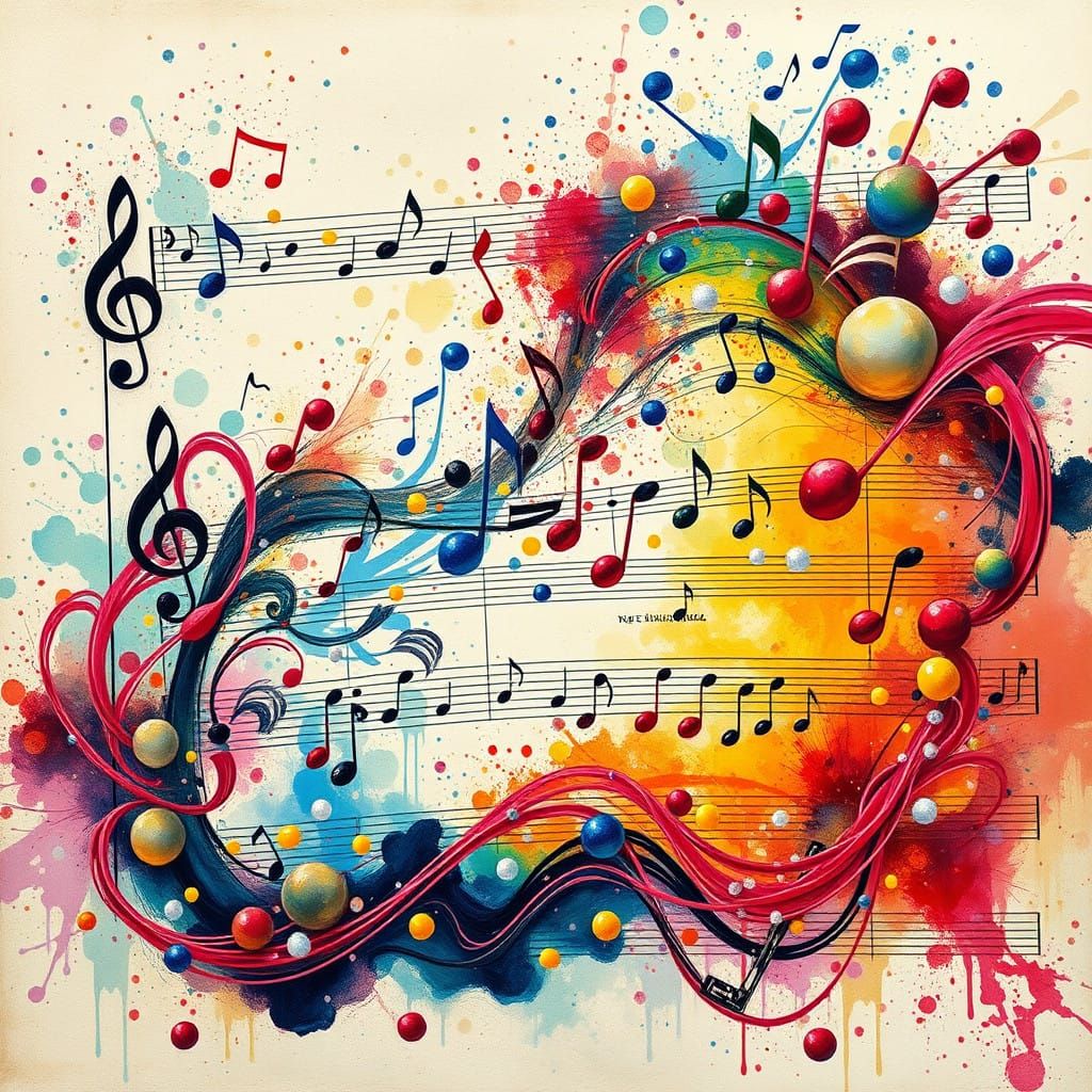 Ethereal Music Sheets in Gouache Style