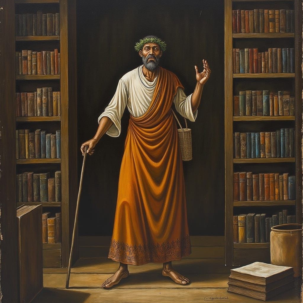 Hermes Trismegistus in Mystical Library, Symbolic Art