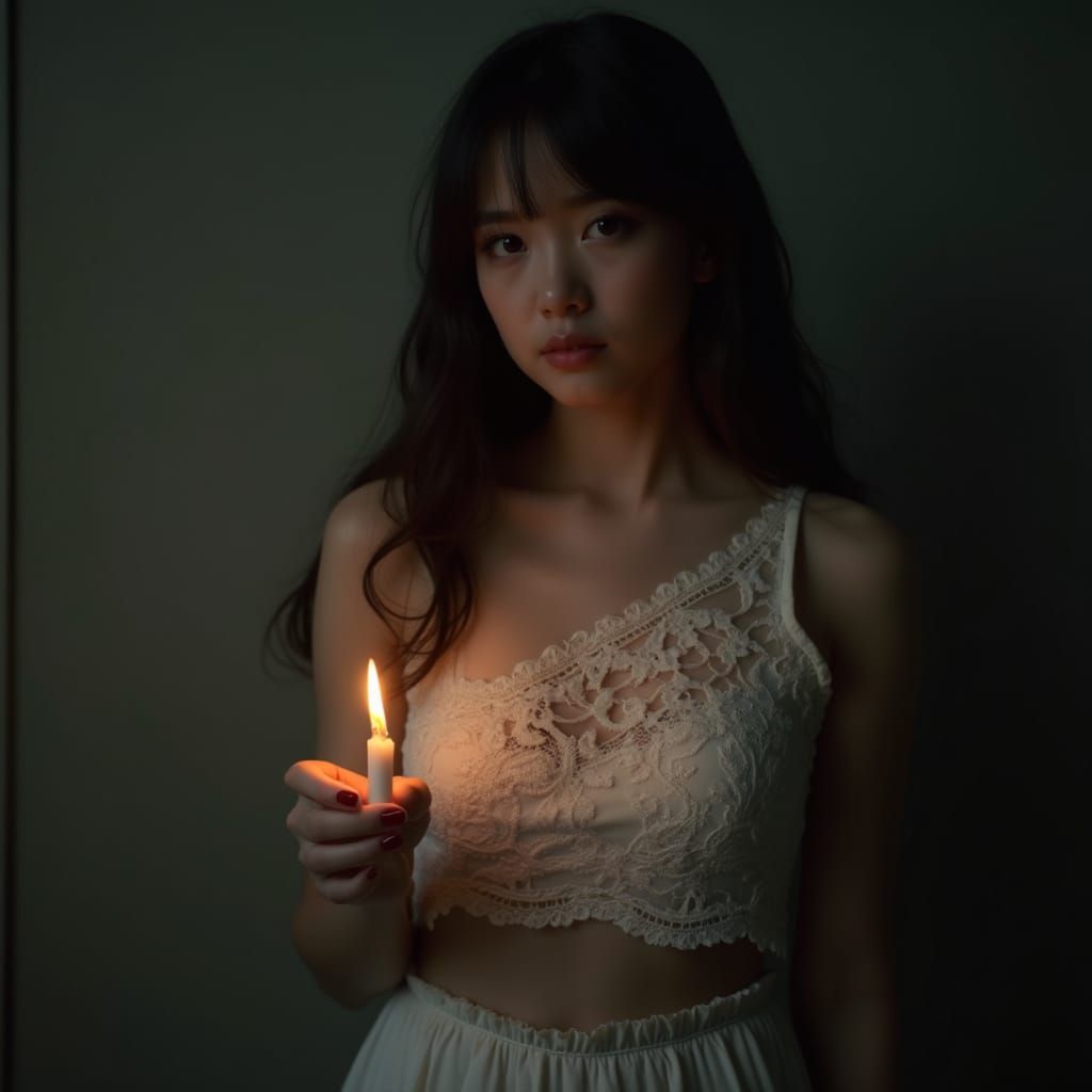 Glowing Candle Portrait with Dramatic Lighting