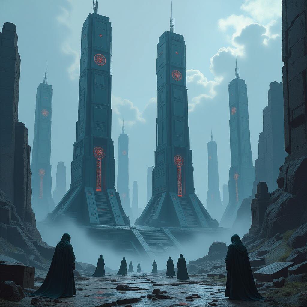Infinity Gate of Lehon: Sentinel Pylons in Sci-Fi Surrealism