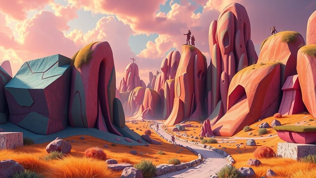 Vibrant Fantasy Landscape in Whimsical Concept Art Style