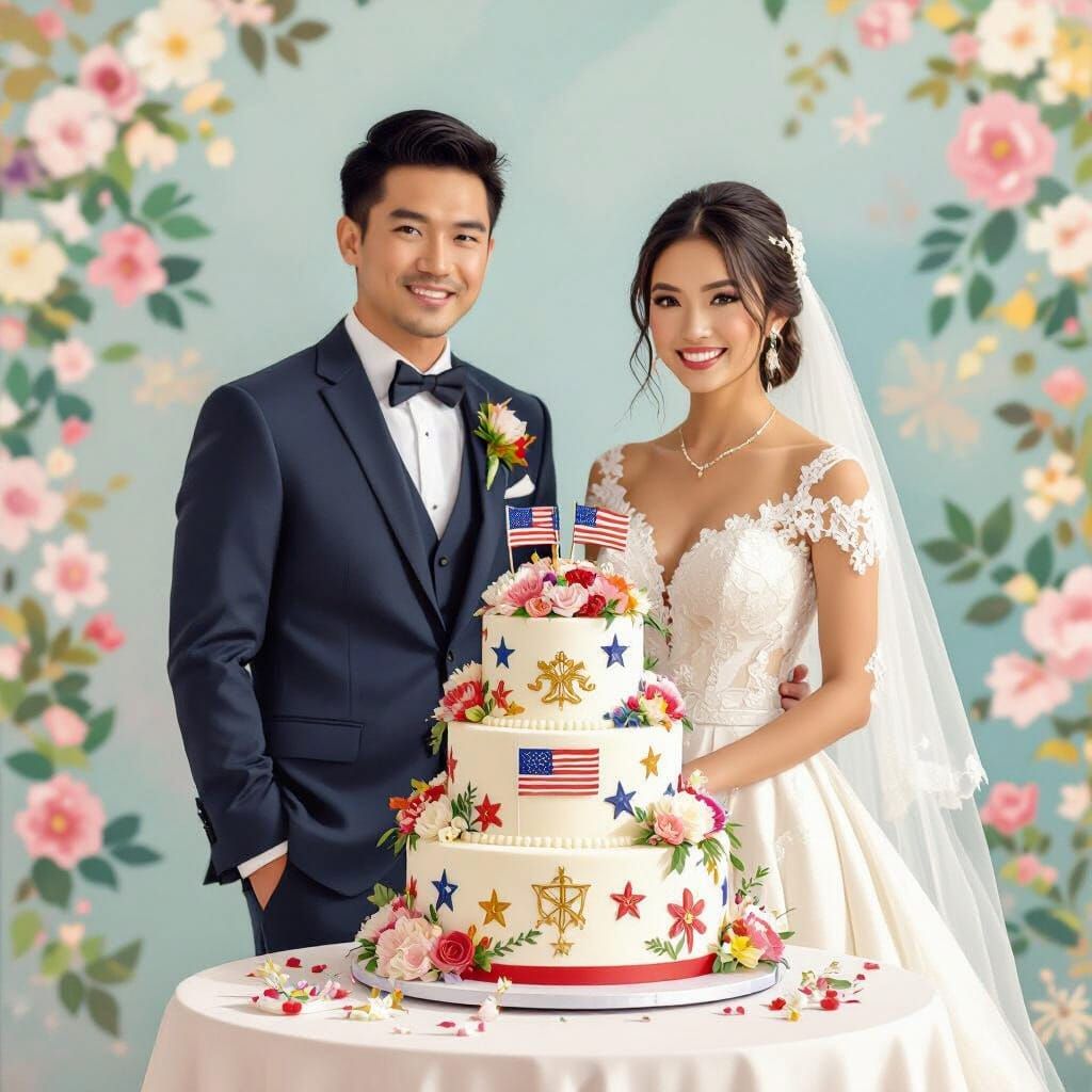 Filipino-American Wedding Cake in Whimsical Style