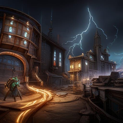 Detailed Matte Painting of an Electrician