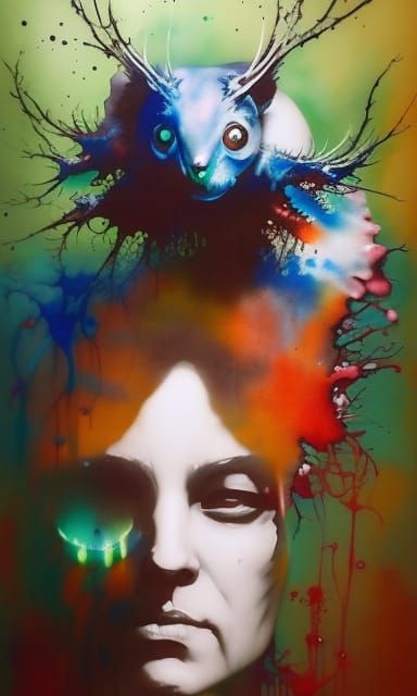 Fantastic Happy Frog in Ink Splash Style