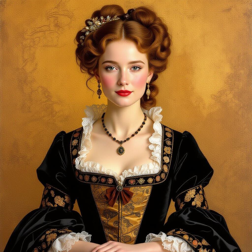 Elegant Portrait Split Between Youth and Old Age