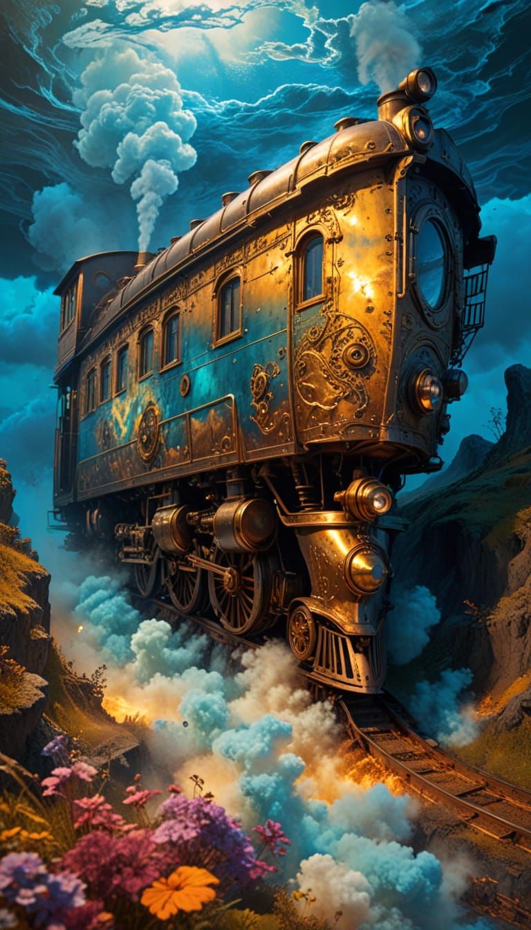 Steampunk Train Unfolds in Baroque Splendor