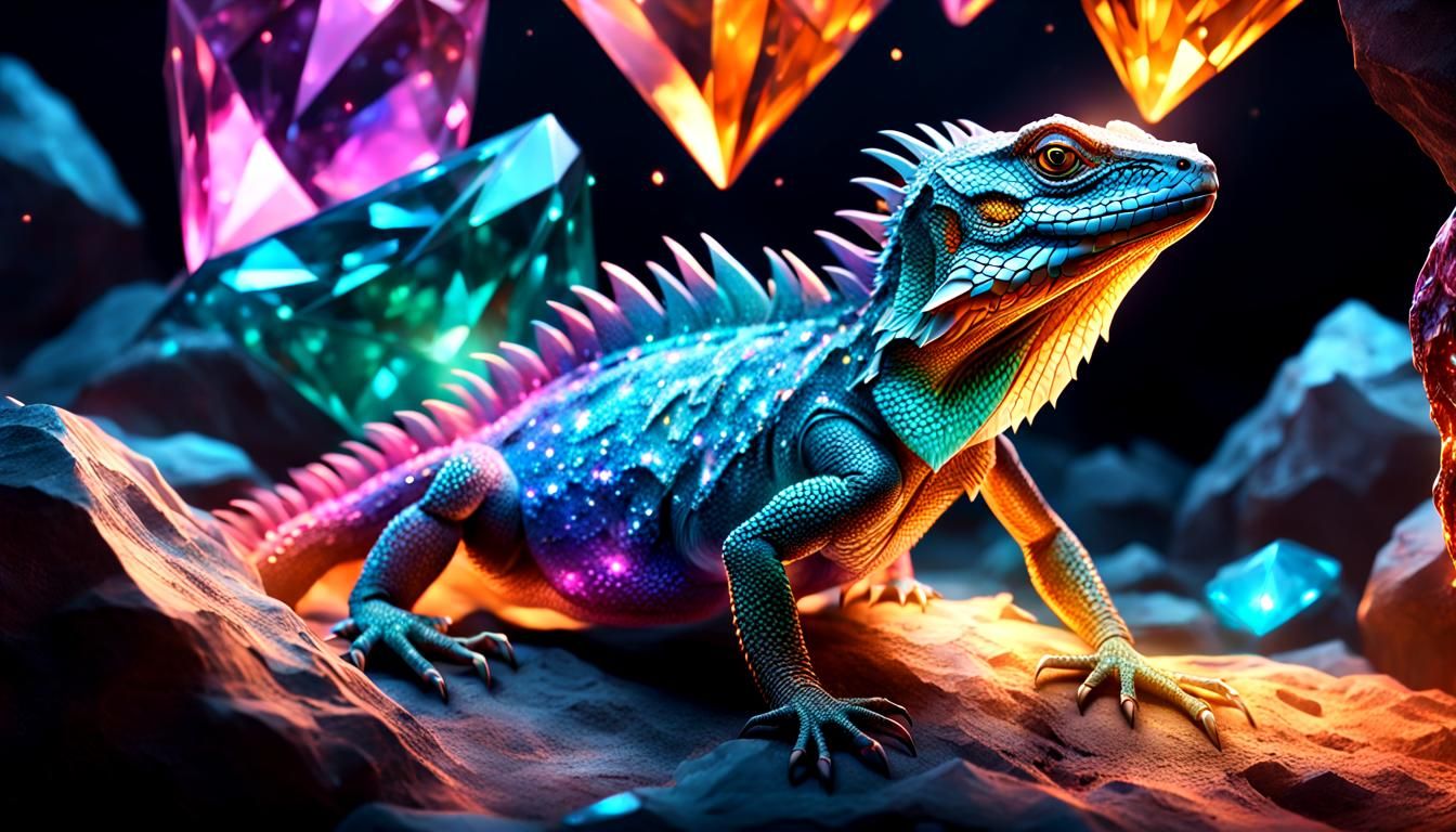 Diamond Lizard in Crystalline Cave: Concept Art
