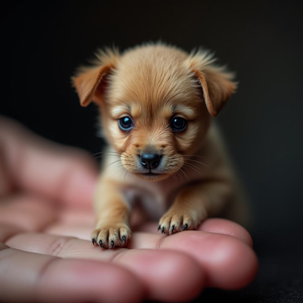 Miniature Puppy Macro Photography: Hyperrealistic Detail