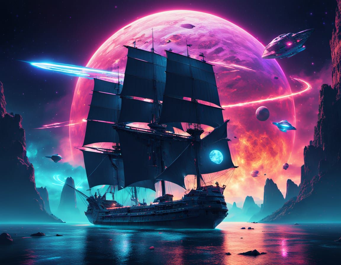 Ancient Space Pirate Vessel in Cosmic Battle