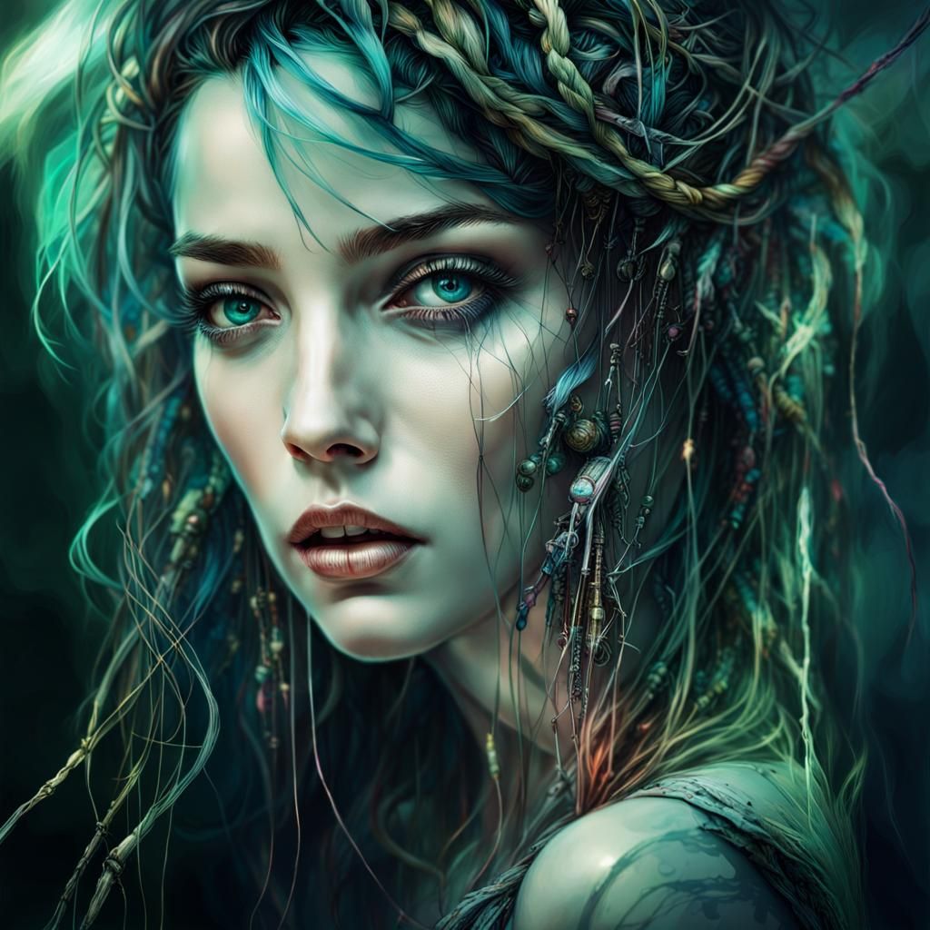 Exquisite Robotic Android in Art Brut Style