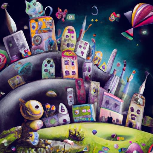 Enchanting Fantasy City with Miniature Creatures