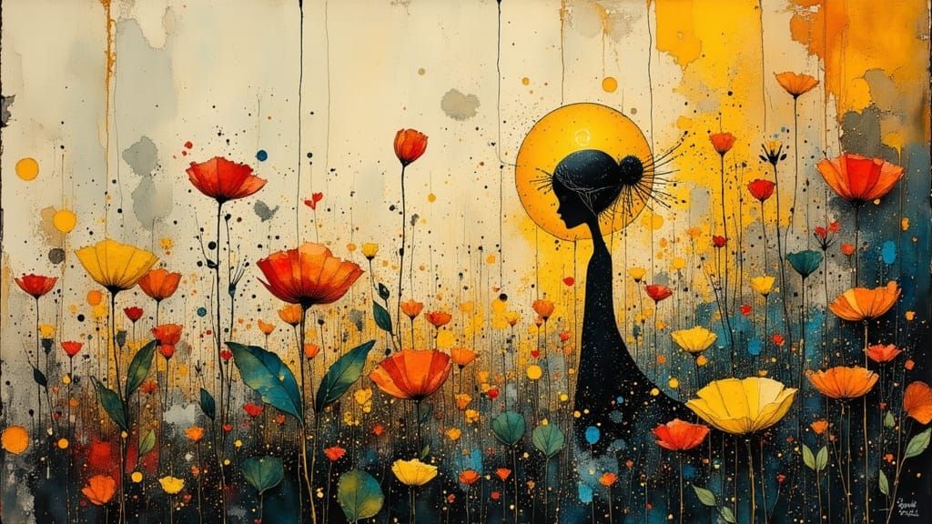 Mama's Flowers Wilt: A Mother's Love in Dark Oil Paint