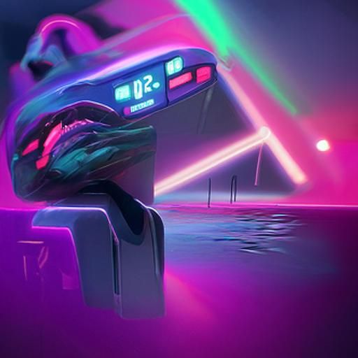 Realistic Synthwave Neon Retro Art