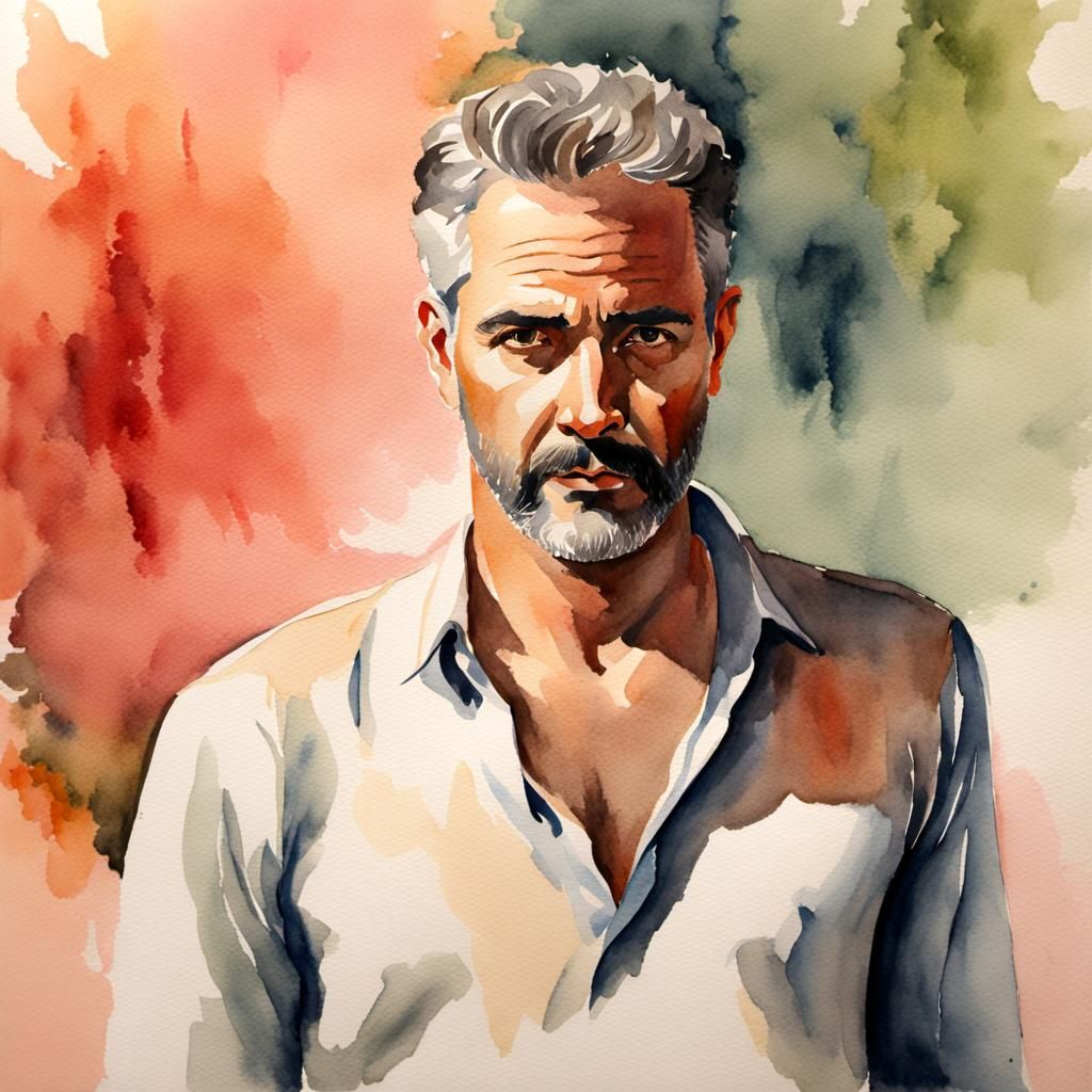 Watercolor Painting of a Man