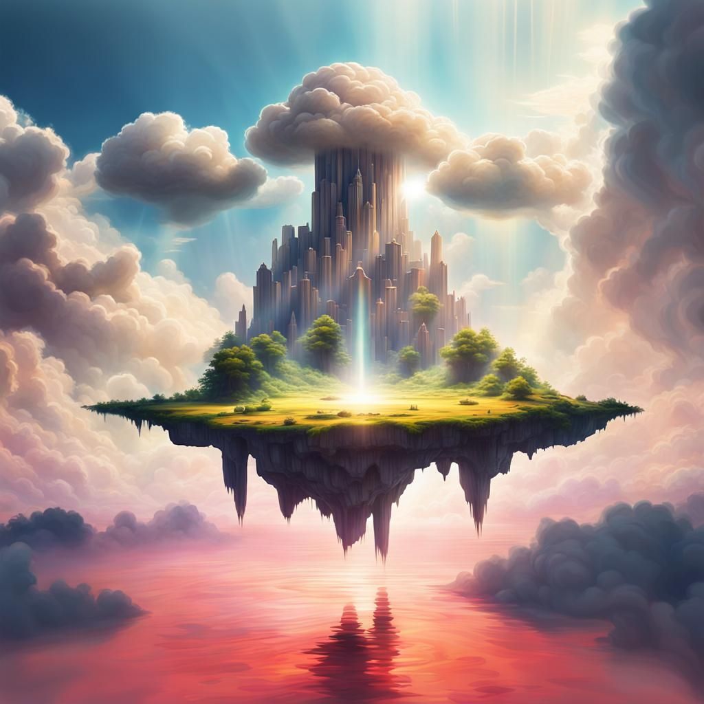 Floating Island Landscape: Astral Sci-Fi in the Clouds