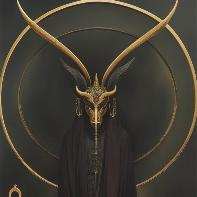Detailed Baphomet Illustration in Hypermaximalist Style