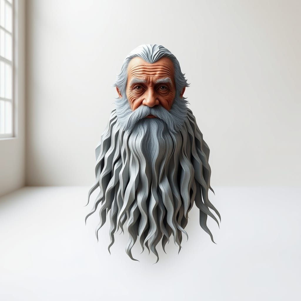 Old Man's Beard as Origami Garment in Minimalist Room