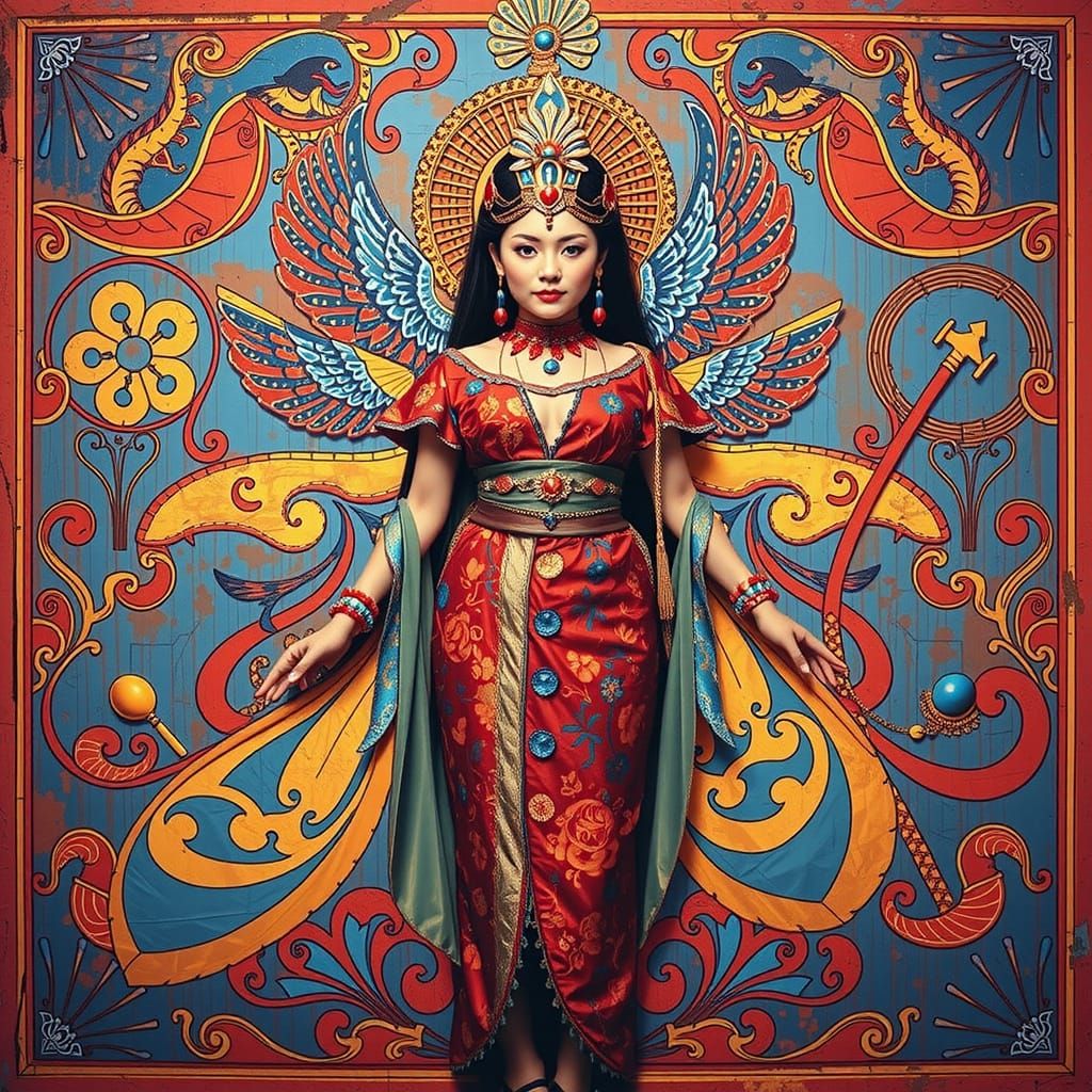 Harlequin, Geisha, and Tutankhamun Photorealistic Full Body