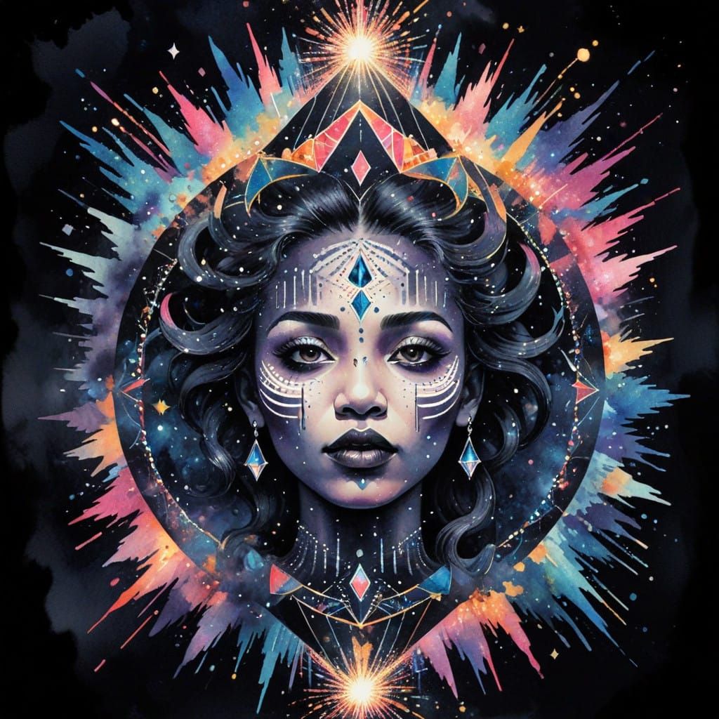 Gothic Watercolor Illustration of Paris in Vibrant Dark Colo...