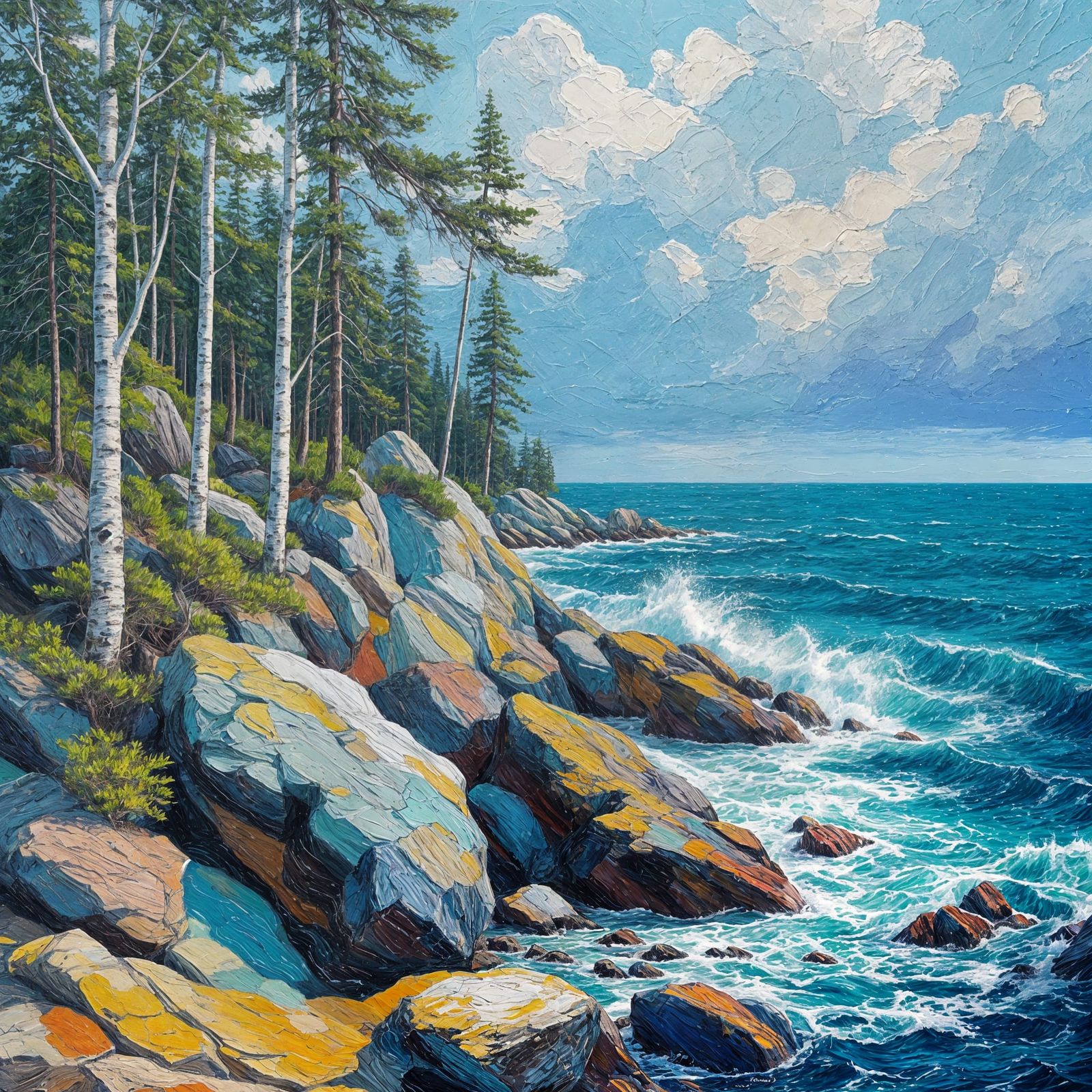 Nature's Fierce Splendor in Impasto Style