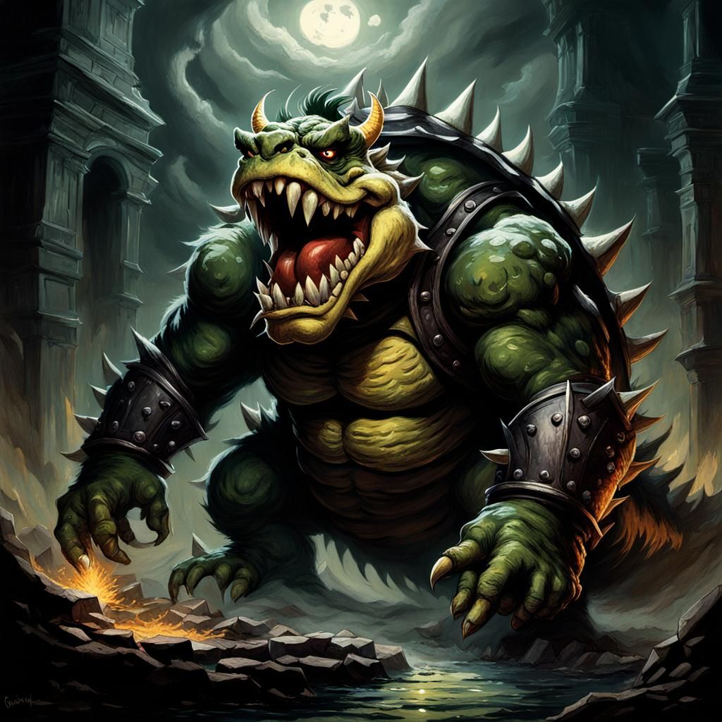 Horror Bowser in Style of Gustave Doré