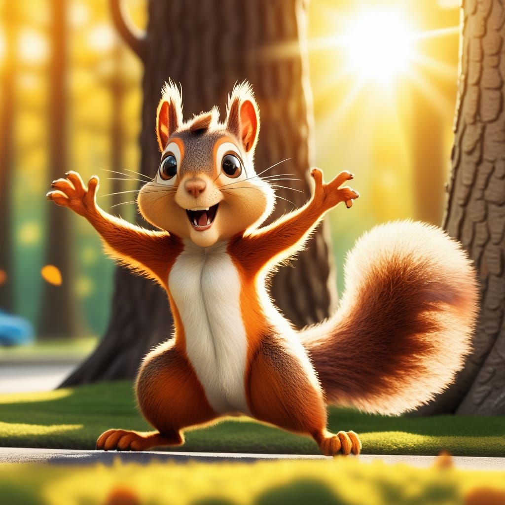 Cartoon Squirrel Goes Bezerk: Comic Book Art