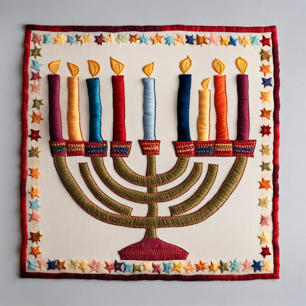 Embroidered Menorah: A Textile Art Celebration