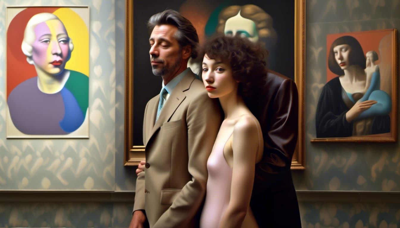 Couple's Museum Visit: Hyperrealistic Fine Art Photography