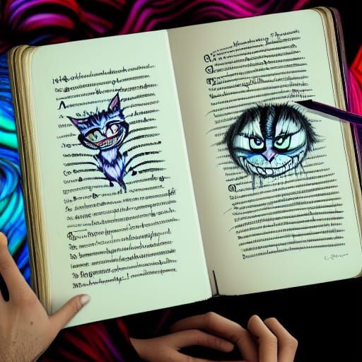 Cheshire Cat in Baroque Story Book Illustration