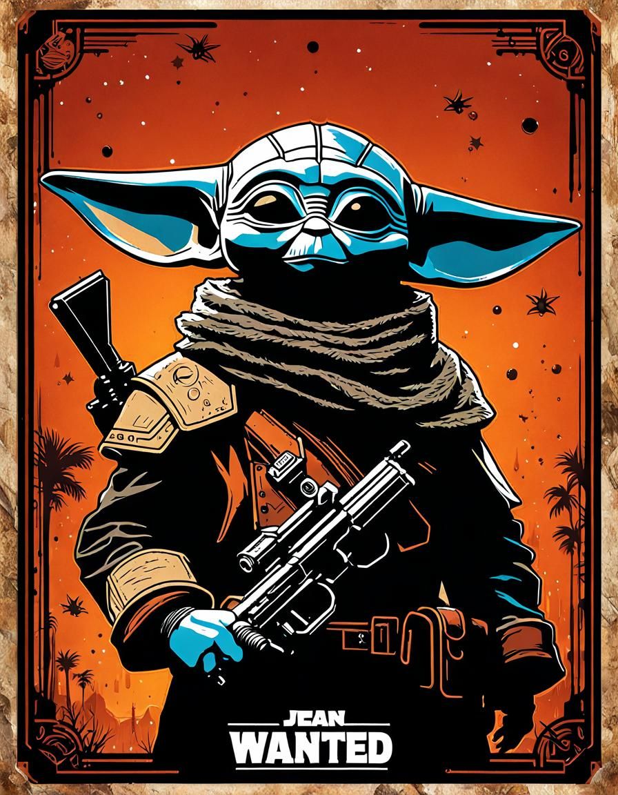 Grogu Wanted Poster: Wild West in Space