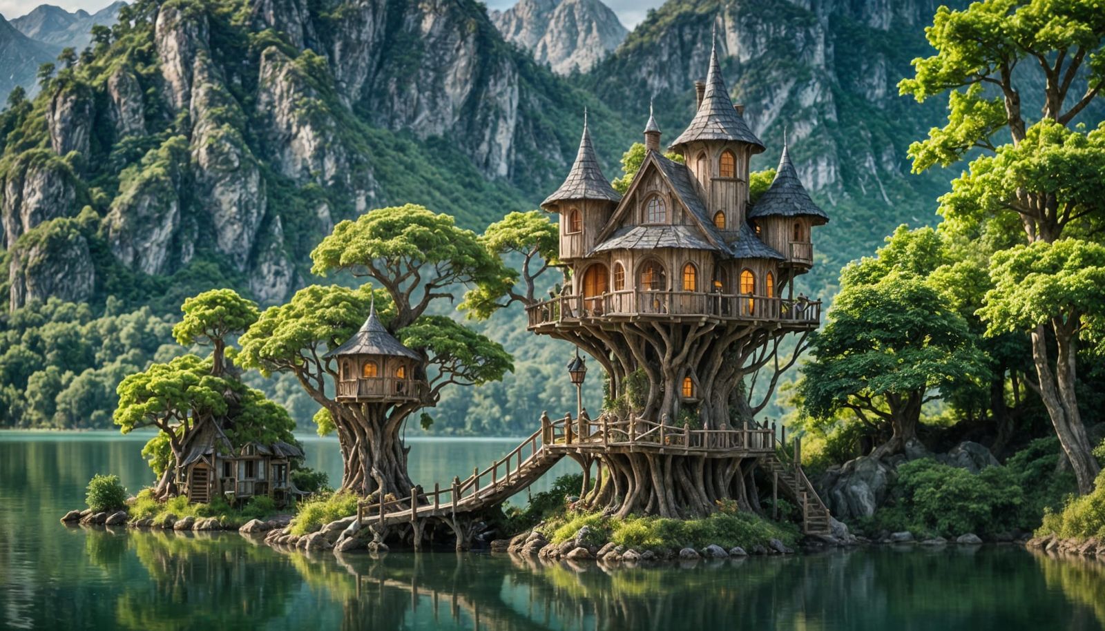 Enchanting Fairy Treehouse on Island Lake