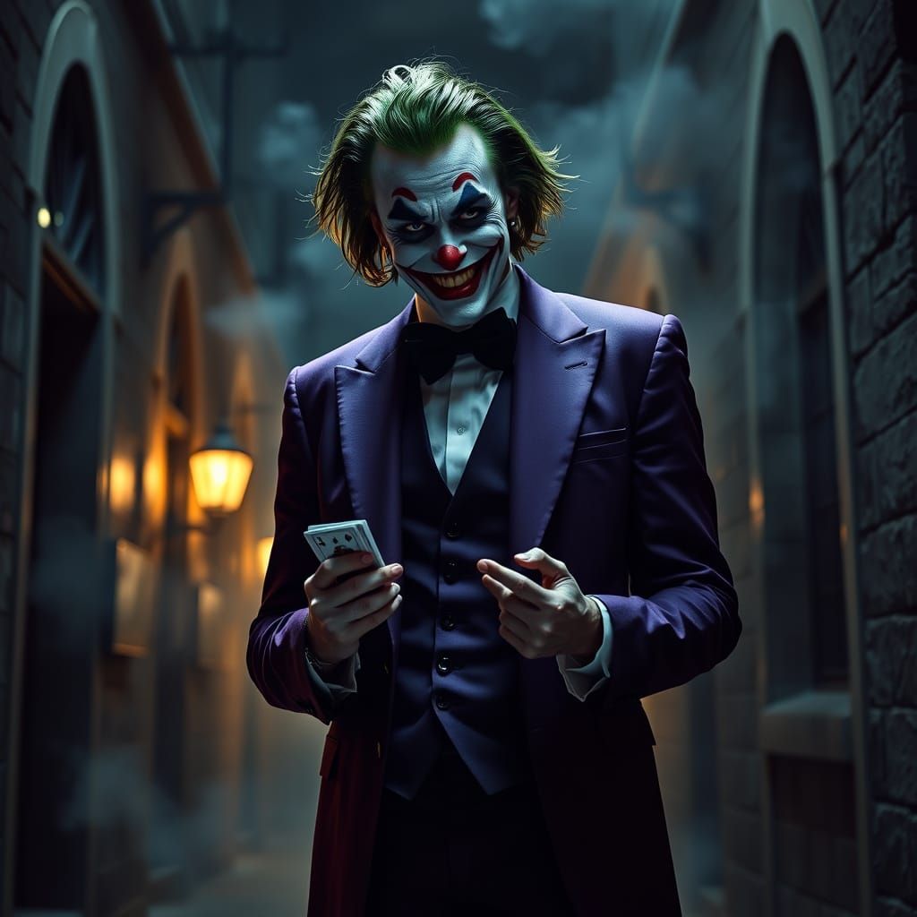 The Joker in a Dark, Gothic Gotham City Alleyway