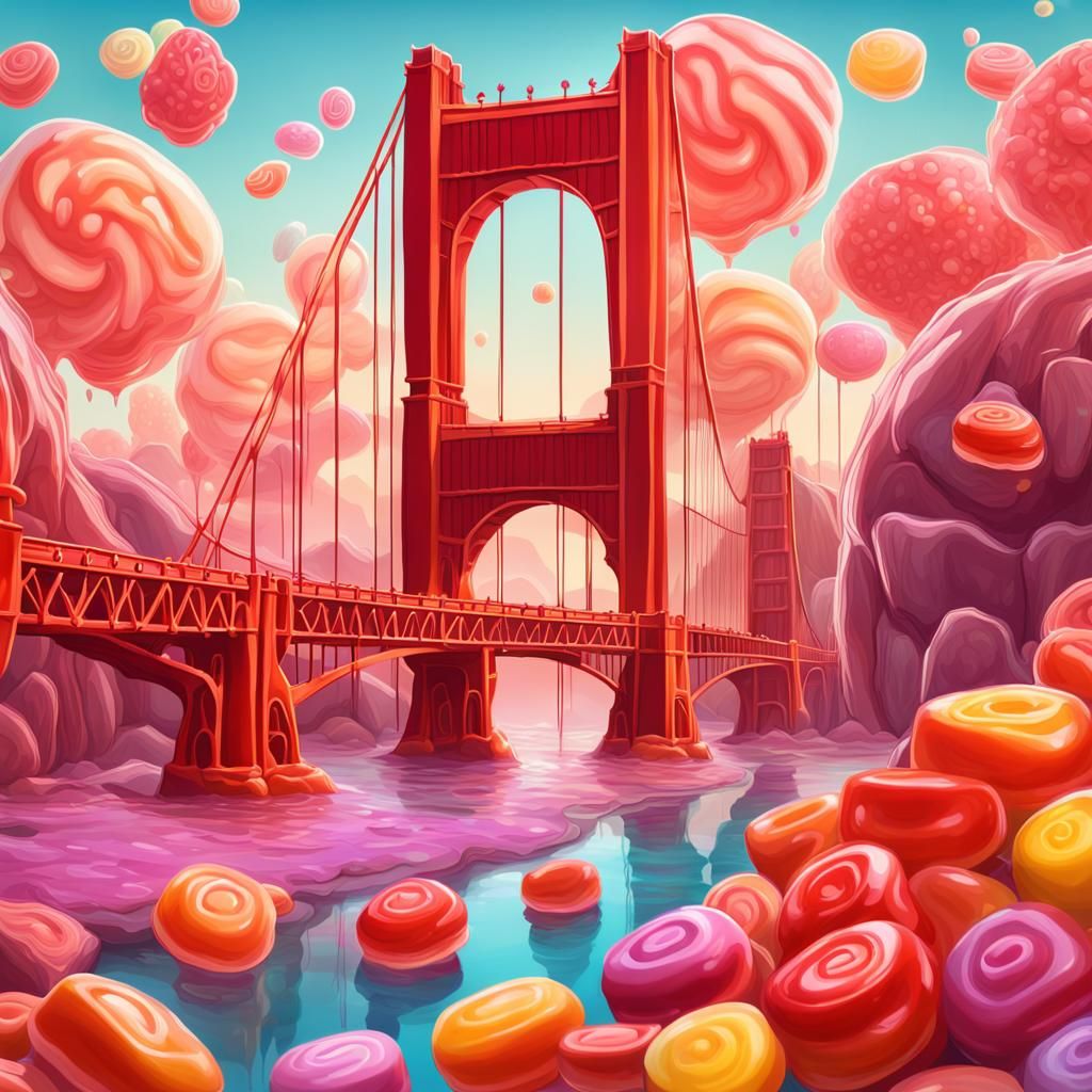 Golden Gate Bridge as a Candy Jelly Sculpture