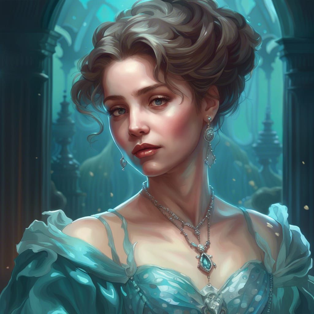 Girl in Aquamarine Victorian Gown Portrait