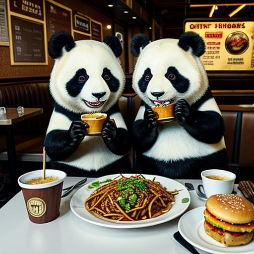 Pandas on a Date: Steampunk Diner Scene
