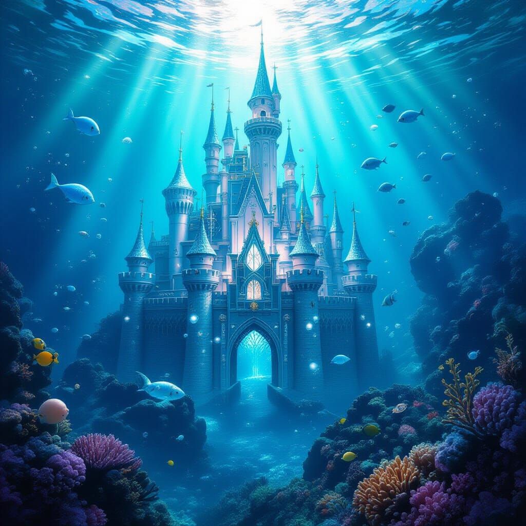 Magical Underwater Castle of Pearls and Crystals
