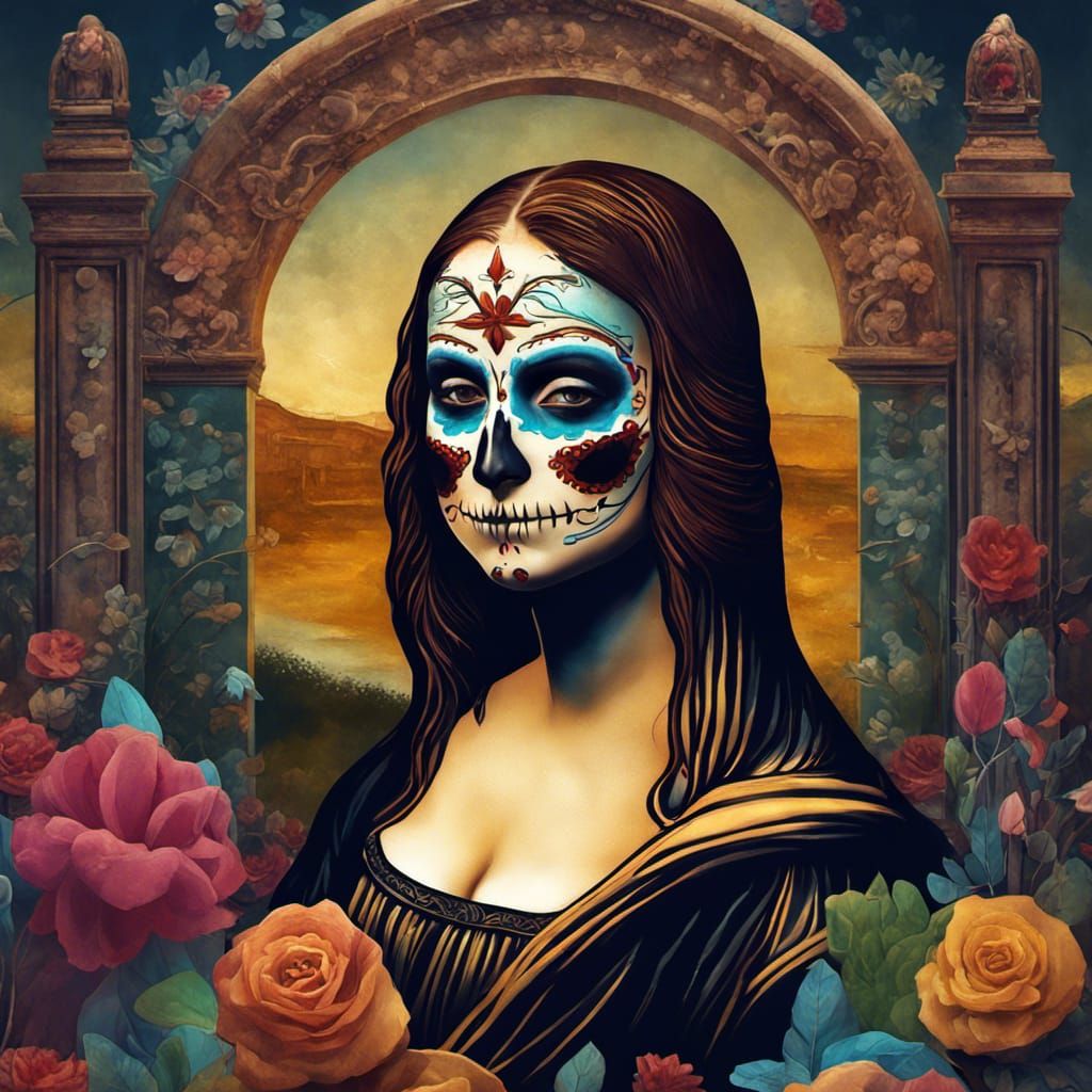 Day of the Dead Mona Lisa: Detailed Matte Painting