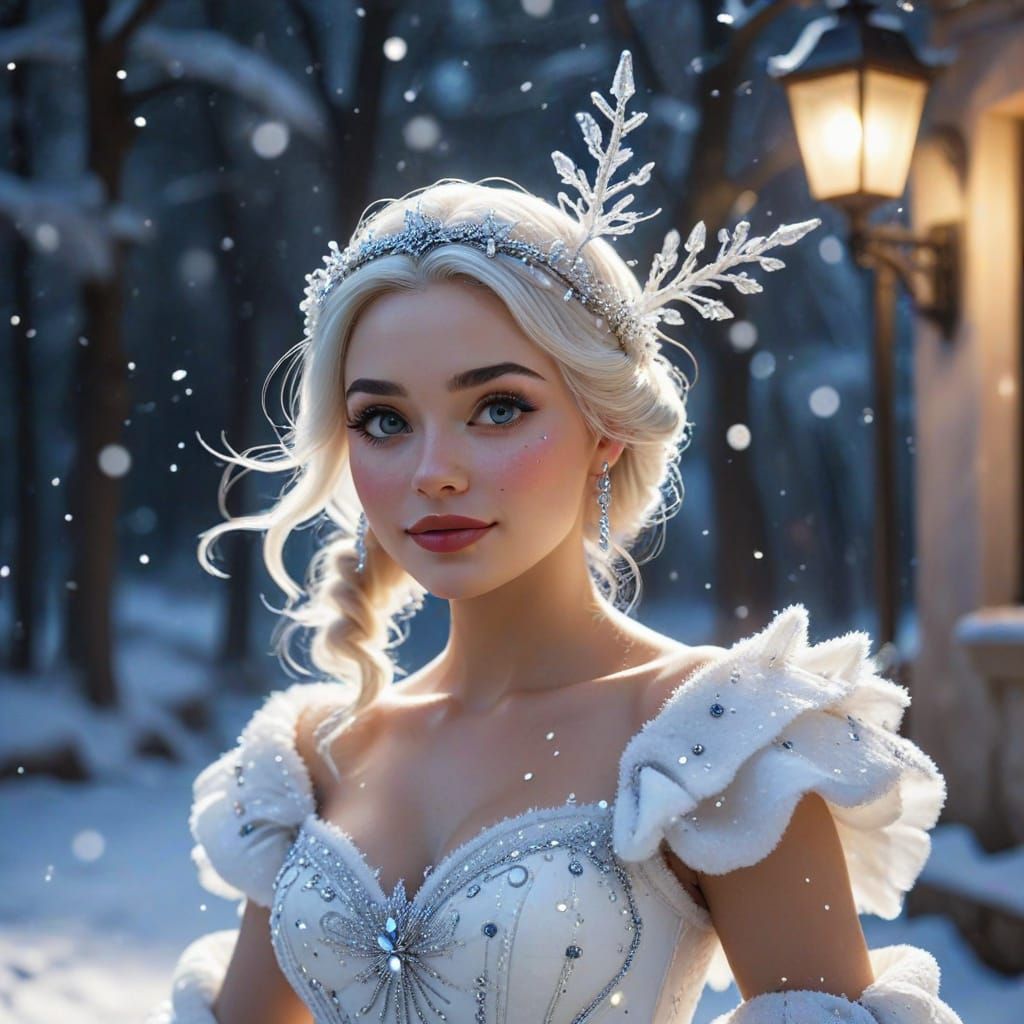 Festive Squirrel Dances in Winter Snow: Watercolor Style