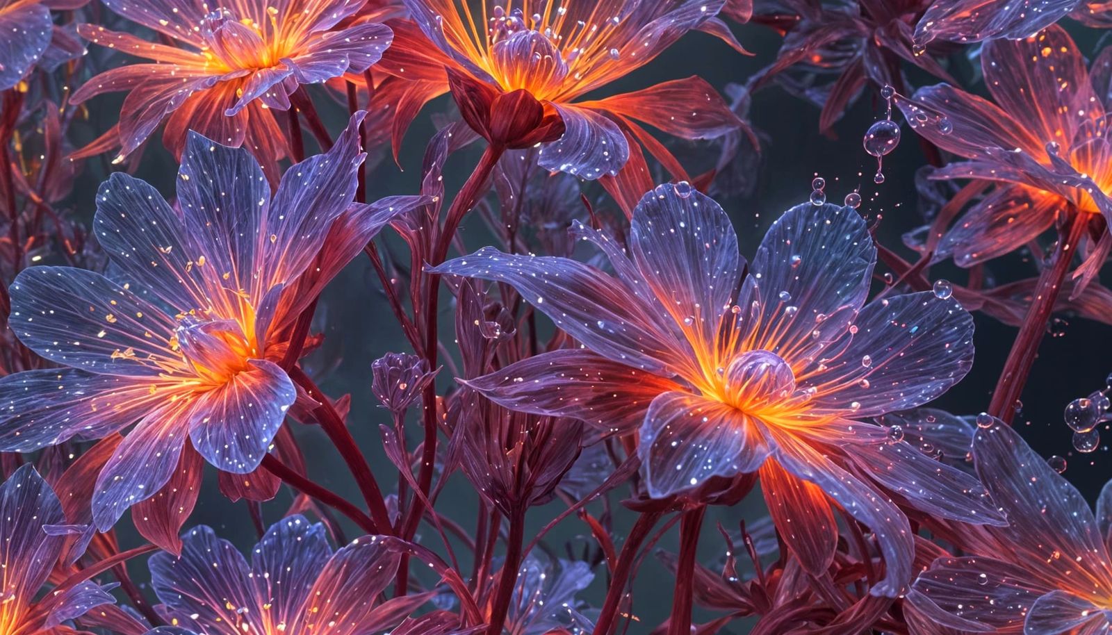 Fluorescent Surreal Flower with Bioluminescent Glow