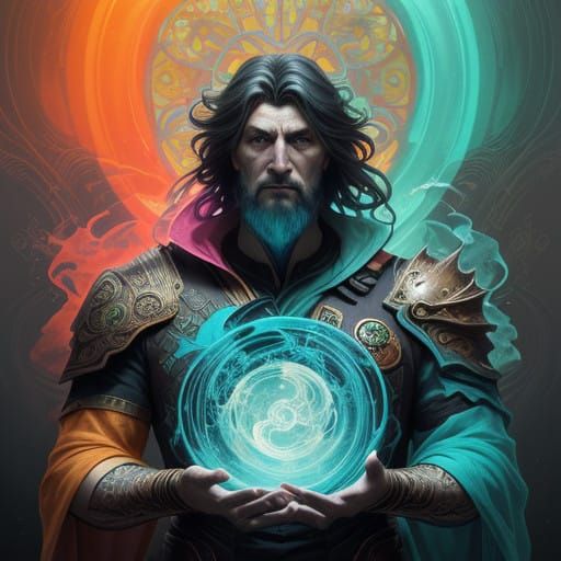 Ethereal Being in Vibrant Triadic Colors, Concept Art