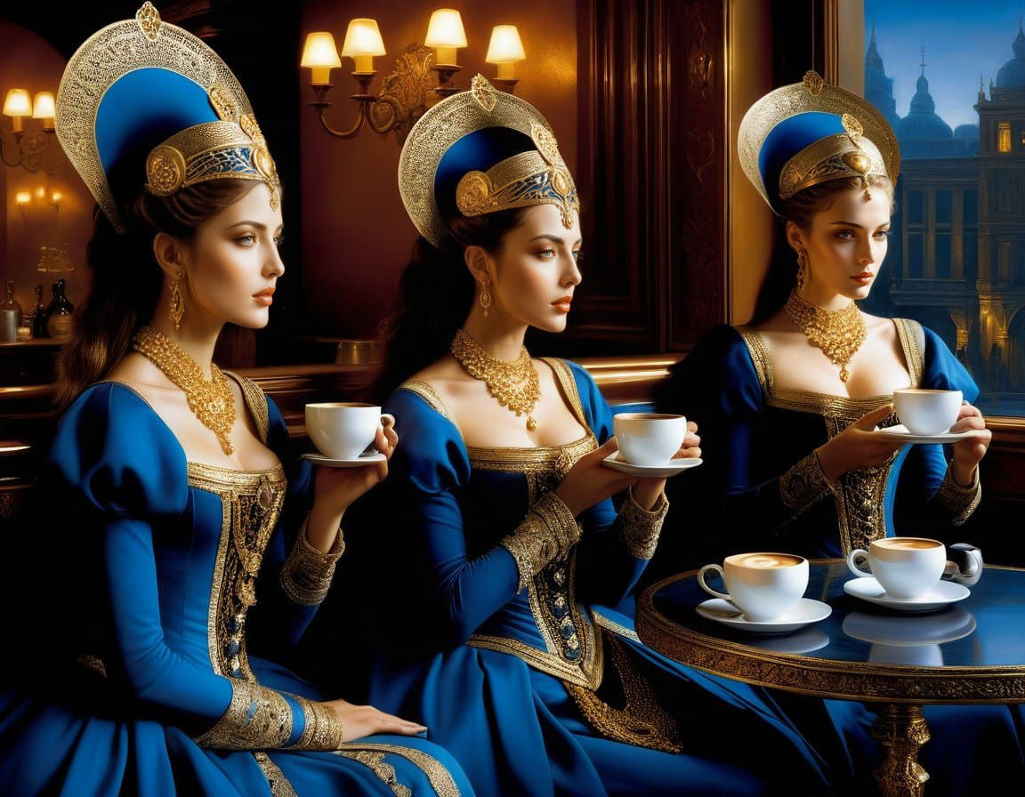 Majestic Nighttime Gathering in Luis Royo's Hyperdetailed St...