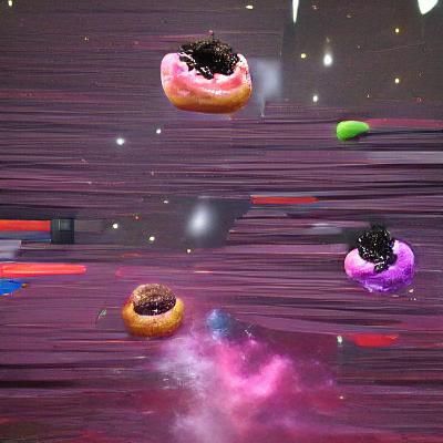 Glitched Donuts Falling Through Space