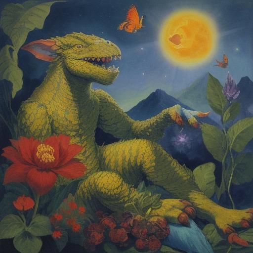 Mythical Singing Creature in Expressionist Style