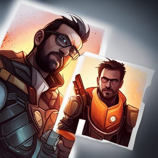 Gordon Freeman Portrait in Comic Book Art Style