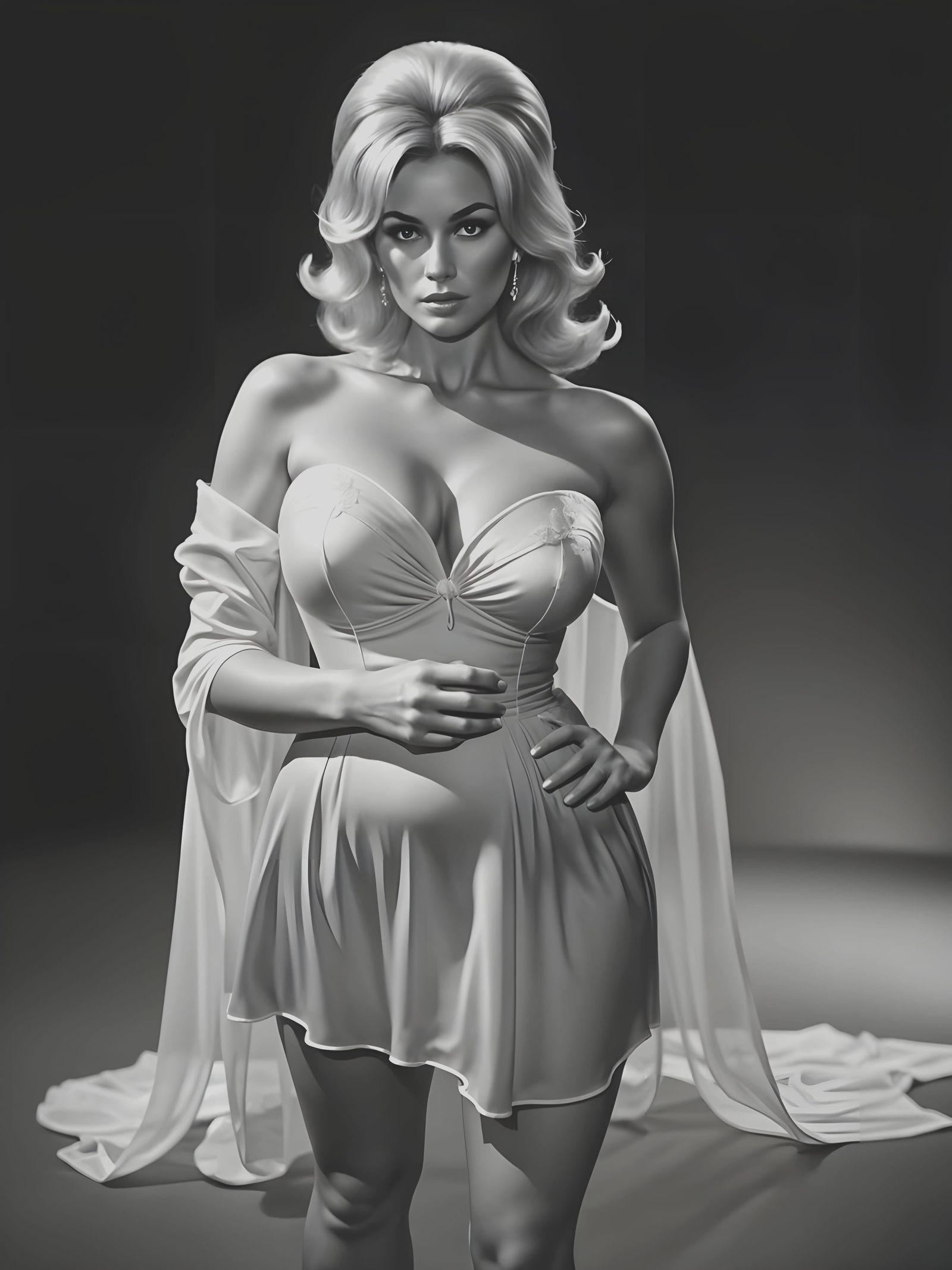 Glamour Portrait of Blonde Woman in Chiaroscuro Lighting