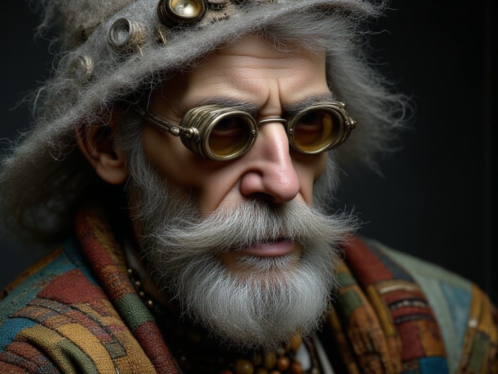 Eccentric Man with Goggles in Photo-Surrealism Style