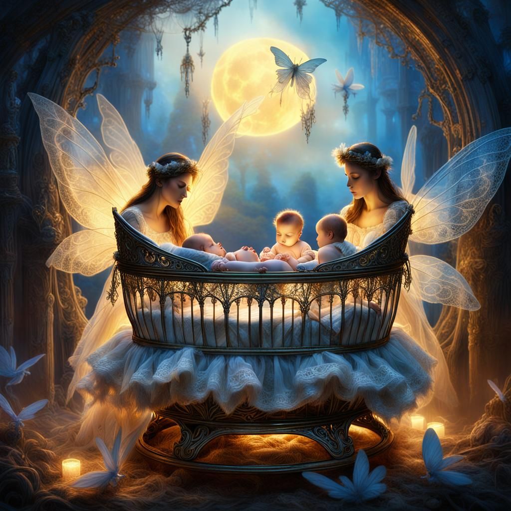 Fairies Guarding Baby in Dreamscape: Digital Matte Painting