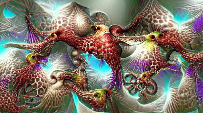 Fractal Octopus Geometry in Hyperreal Surrealism